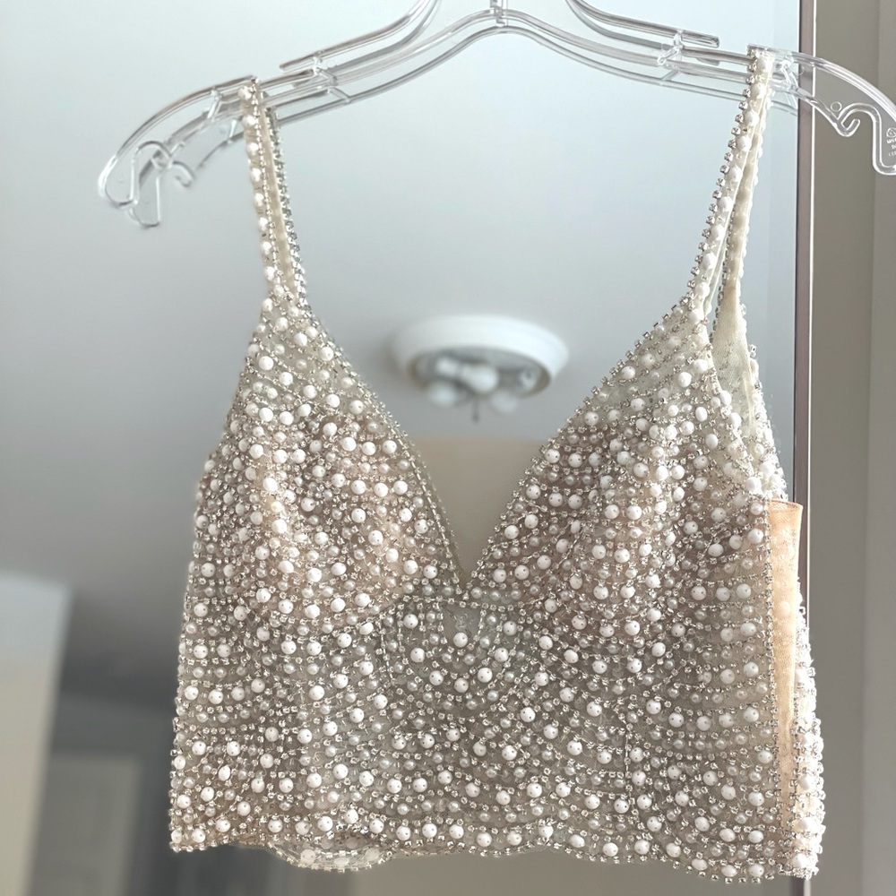 DB Beaded Pearl Crop Tank